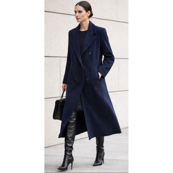 Forecaster of Boston Jackets & Blazers - Forecaster of Boston Wool Coat Women Size 6 Navy Long Peacoat Double Breasted